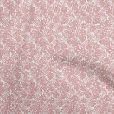 oneOone Polyester Spandex Light Pink Fabric Tropical Sewing Material Print Fabric By The Yard 56 Inch Wide