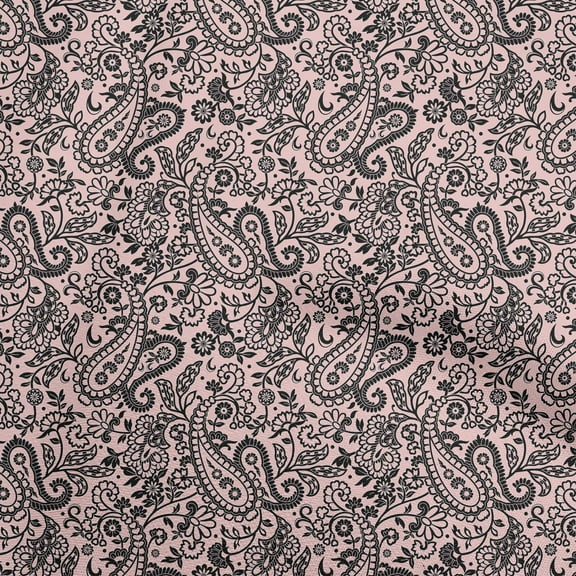 oneOone Polyester Spandex Light Pink Salmon Fabric Paisley Craft Projects Decor Fabric Printed By The Yard 56 Inch Wide-C4