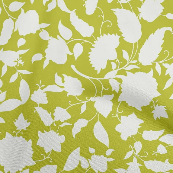 oneOone Polyester Spandex Lime Green Fabric Jacobean Floral Silhouette Quilting Supplies Print Sewing Fabric By The Yard 56 Inch Wide