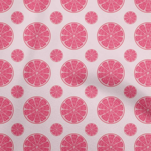 oneOone Polyester Spandex Magenta Fabric Fruits Lemon Slice Dress Material Fabric Print Fabric By The Yard 56 Inch Wide