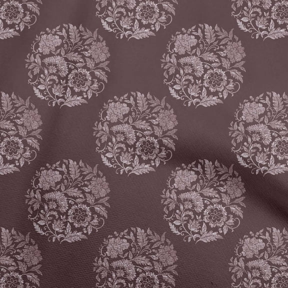 oneOone Polyester Spandex Maroon Fabric Asian Batik Floral Sewing Material Print Fabric By The Yard 56 Inch Wide