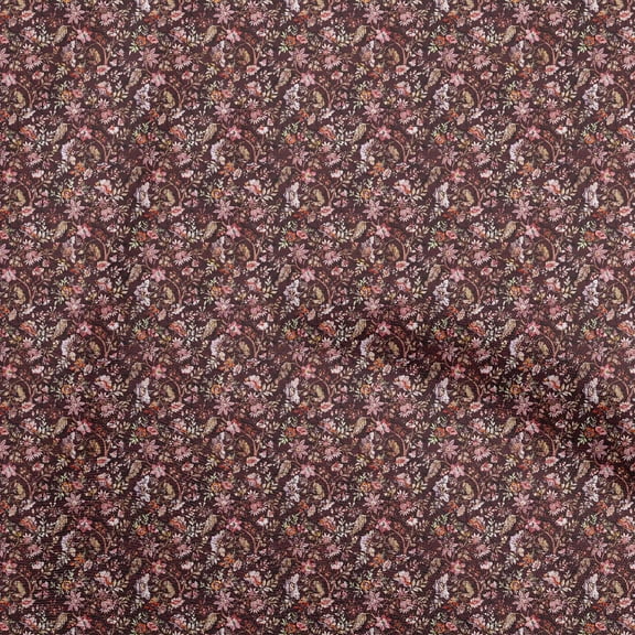 oneOone Polyester Spandex Maroon Fabric Batik Diy Clothing Quilting Fabric Print Fabric By Yard 56 Inch Wide