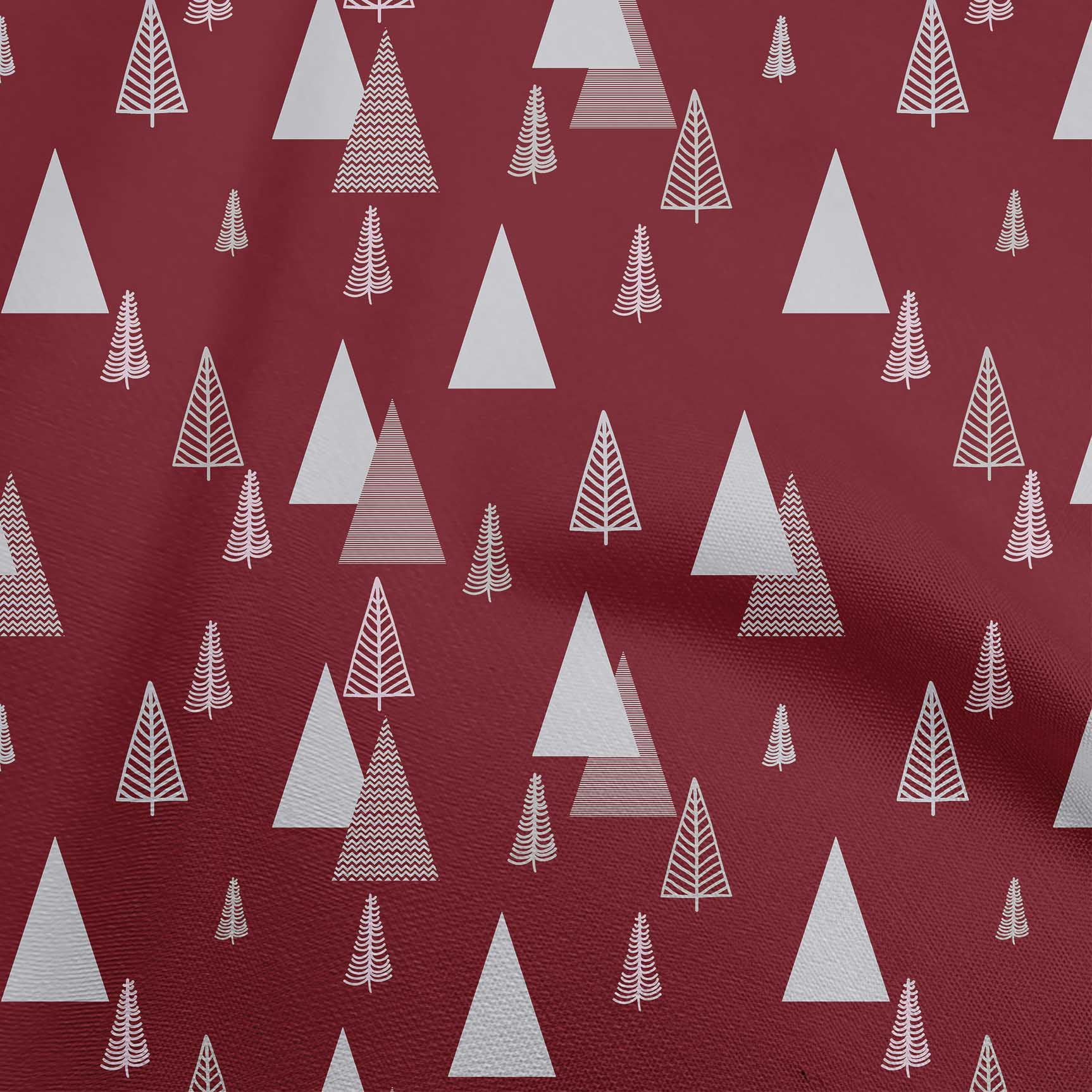 oneOone Polyester Spandex Maroon Fabric Christmas Tree Sewing Material Print Fabric By The Yard 56 Inch Wide