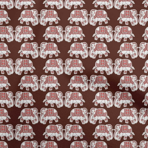 oneOone Polyester Spandex Maroon Fabric Elephant Fabric For Sewing Printed Craft Fabric By The Yard 56 Inch Wide