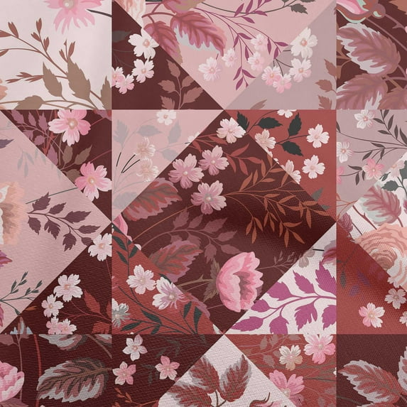 oneOone Polyester Spandex Maroon Fabric Florals Dress Material Fabric Print Fabric By The Yard 56 Inch Wide