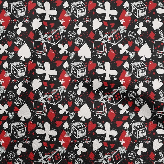 oneOone Polyester Spandex Maroon Fabric Poker Card Sewing Material Print Fabric By The Yard 56 Inch Wide