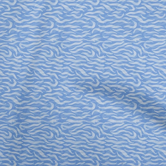 oneOone Polyester Spandex Medium Blue Fabric Abstract Quilting Supplies Print Sewing Fabric By The Yard 56 Inch Wide