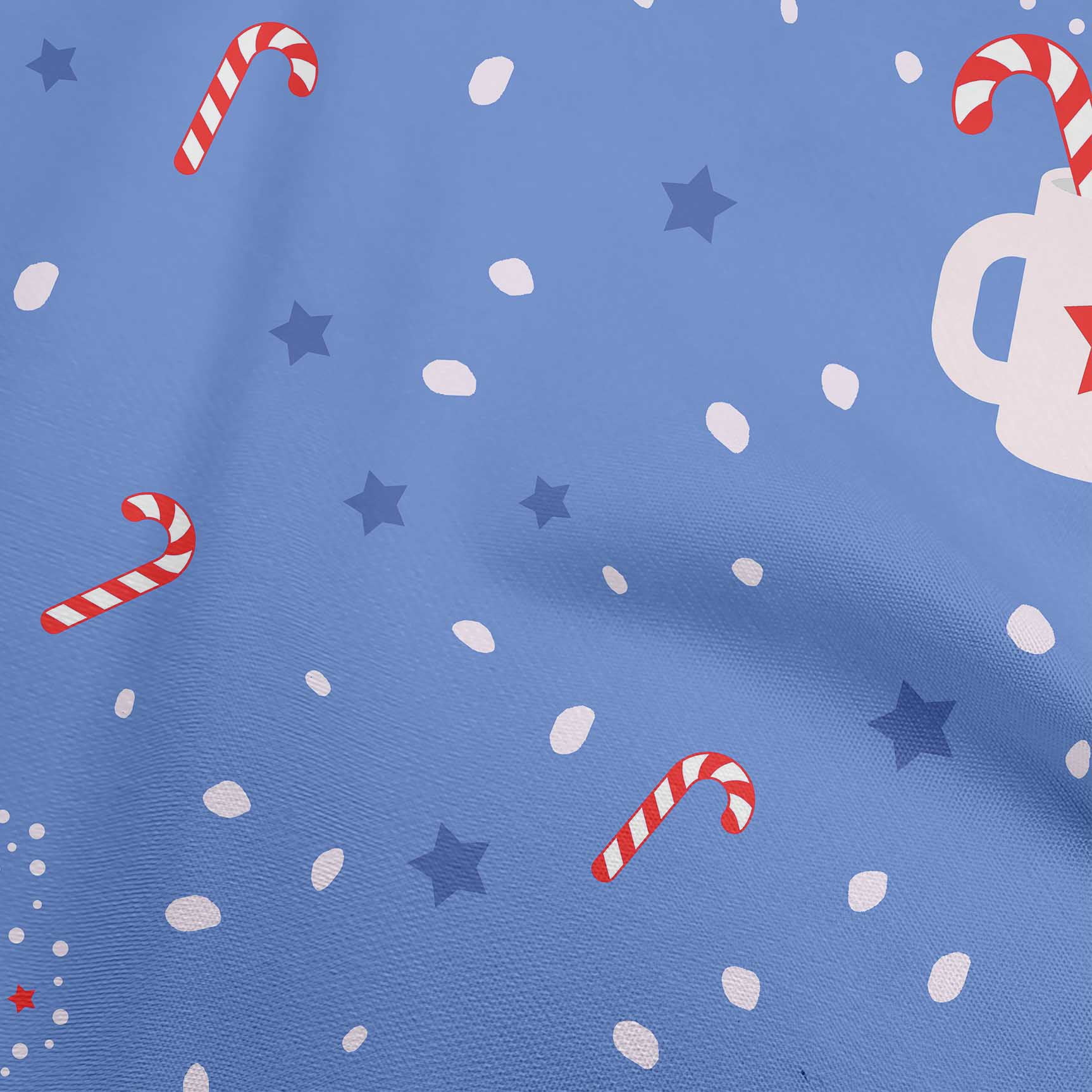 oneOone Polyester Spandex Medium Blue Fabric Christmas Craft Projects Decor Fabric Printed By The Yard 56 Inch Wide