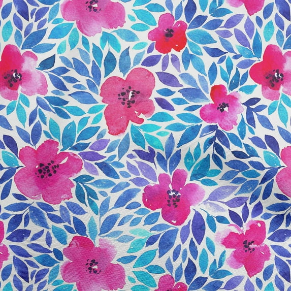 oneOone Polyester Spandex Medium Blue Fabric Florals Dress Material Fabric Print Fabric By The Yard 56 Inch Wide