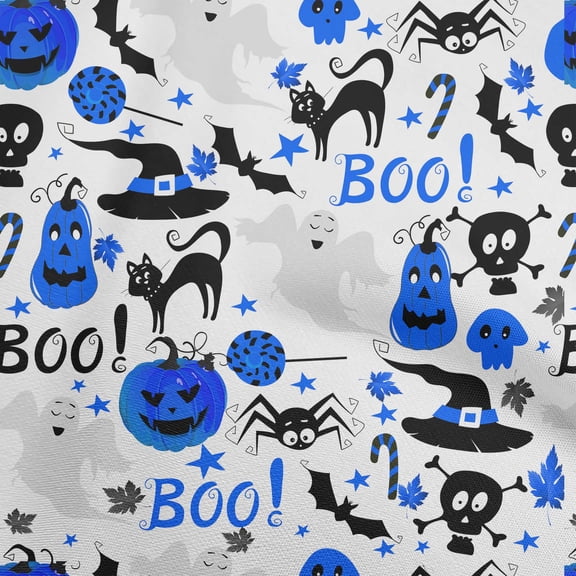 oneOone Polyester Spandex Medium Blue Fabric Halloween Dress Material Fabric Print Fabric By The Yard 56 Inch Wide