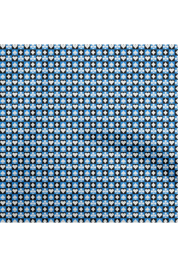 Polyester Spandex Medium Blue Fabric Poker Card Fabric For Sewing Printed Craft Fabric By The Yard 56 Inch Wide