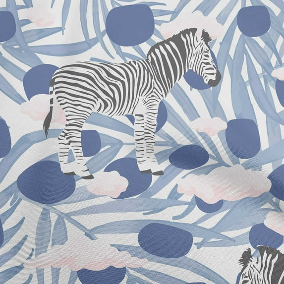 oneOone Polyester Spandex Medium Blue Fabric Tropical Animal With Plam Leaf Fabric For Sewing Printed Craft Fabric By The Yard 56 Inch Wide