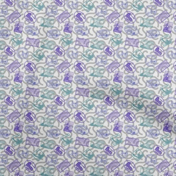 oneOone Polyester Spandex Medium Blue2 Fabric Travel Diy Clothing Quilting Fabric Print Fabric By Yard 56 Inch Wide