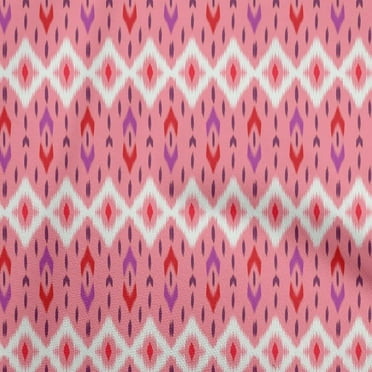 oneOone Polyester Spandex Medium Pink Fabric Ikat Fabric For Sewing Printed Craft Fabric By The Yard 56 Inch Wide