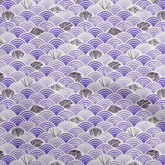 oneOone Polyester Spandex Medium Purple Fabric Sea Shells Ocean Sewing Material Print Fabric By The Yard 56 Inch Wide