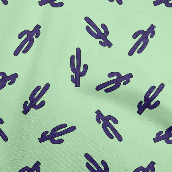 oneOone Polyester Spandex Mint Green Fabric Plant Cactus With Geometric Fabric For Sewing Printed Craft Fabric By The Yard 56 Inch Wide