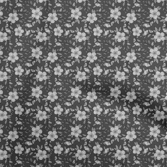 oneOone Polyester Spandex Navy Gray Fabric Floral Craft Projects Decor Fabric Printed By The Yard 56 Inch Wide