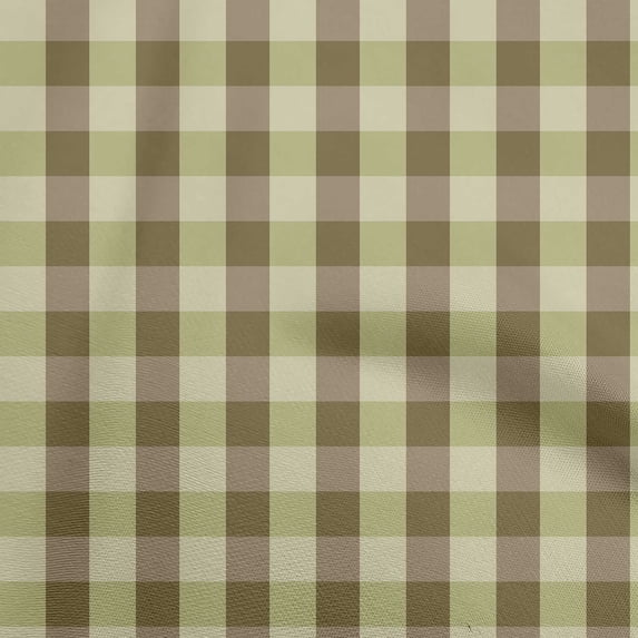 oneOone Polyester Spandex Olive Green Fabric Check Fabric For Sewing Printed Craft Fabric By The Yard 56 Inch Wide