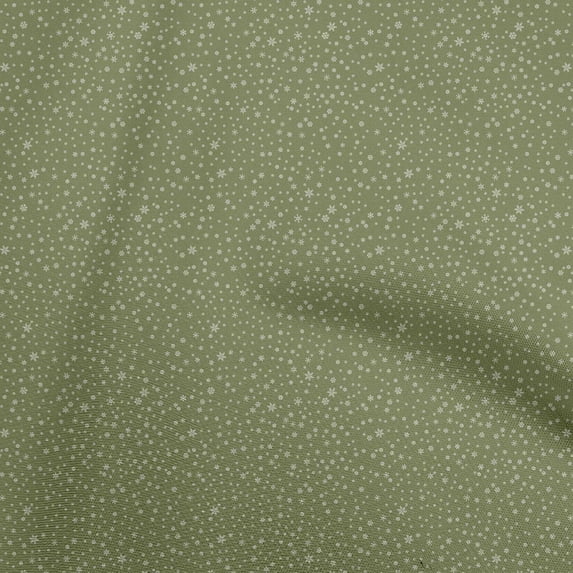 oneOone Polyester Spandex Olive Green Fabric Snowflake Sewing Craft Projects Fabric Prints By Yard 56 Inch Wide