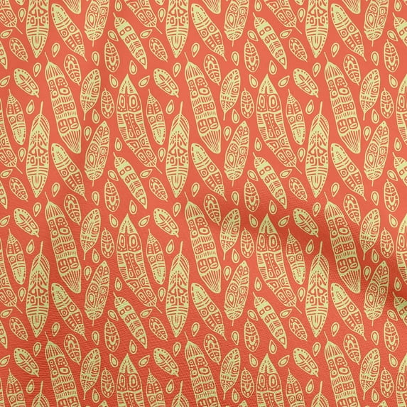 oneOone Polyester Spandex Orange Fabric African Sewing Material Print Fabric By The Yard 56 Inch Wide