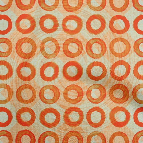 oneOone Polyester Spandex Orange Fabric Circle Craft Projects Decor Fabric Printed By The Yard 56 Inch Wide