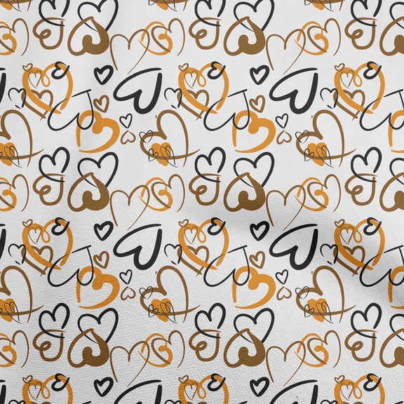 oneOone Polyester Spandex Orange Fabric Valentine Heart Sewing Craft Projects Fabric Prints By Yard 56 Inch Wide