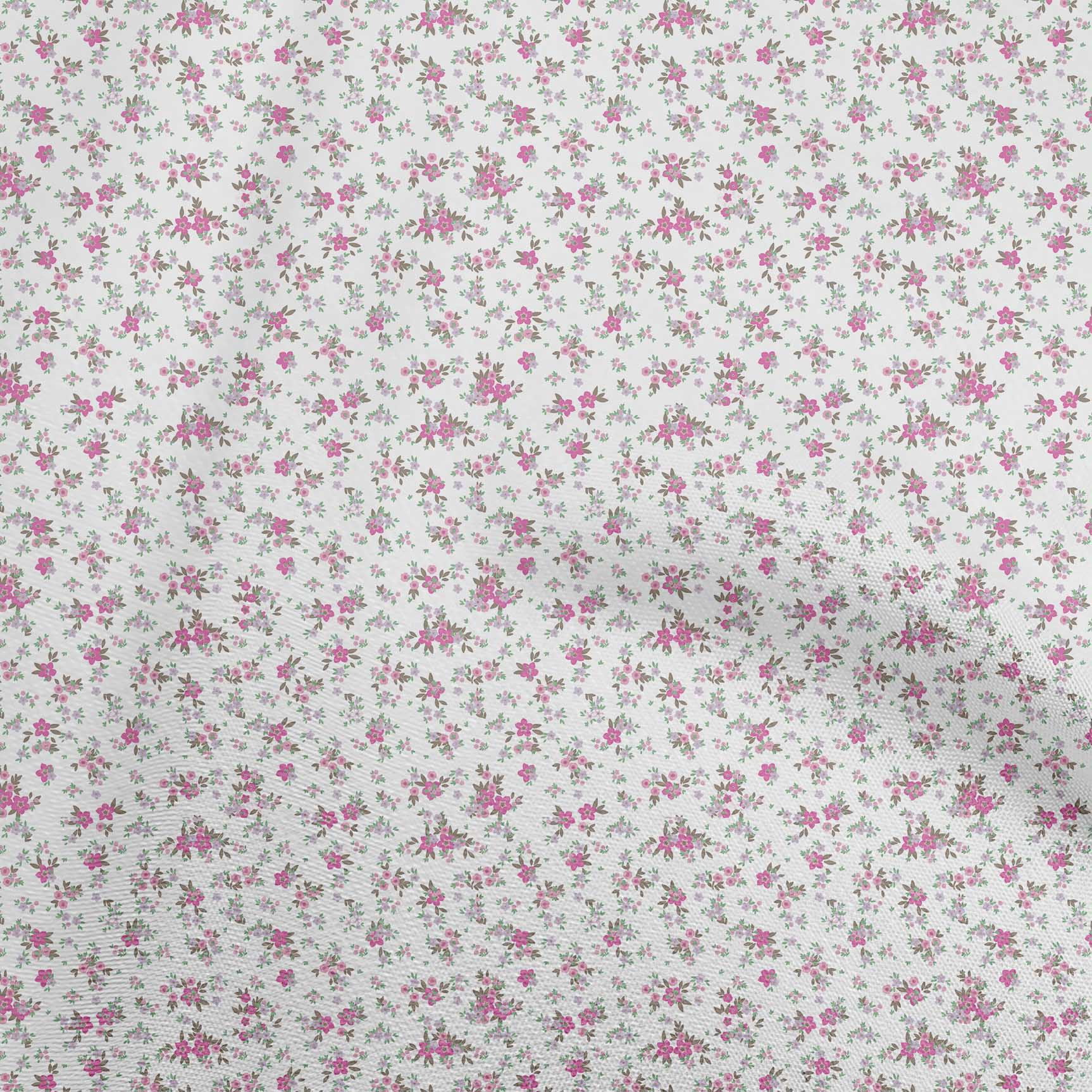 oneOone Polyester Spandex Pink Fabric Floral Fabric For Sewing Printed Craft Fabric By The Yard 56 Inch Wide