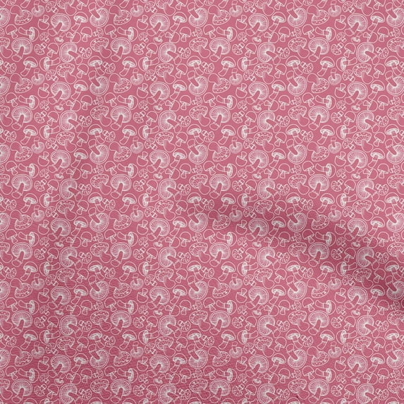 oneOone Polyester Spandex Pink Fabric Mushroom Dress Material Fabric Print Fabric By The Yard 56 Inch Wide