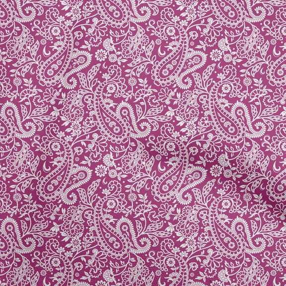 oneOone Polyester Spandex Pink Fabric Paisley Dress Material Fabric Print Fabric By The Yard 56 Inch Wide-HS