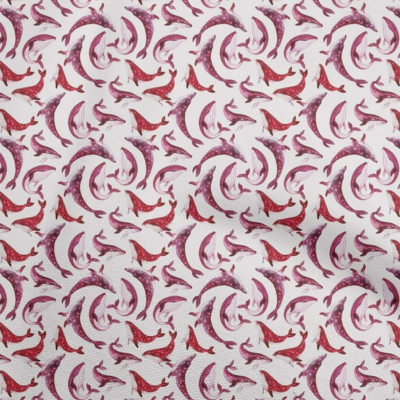 oneOone Polyester Spandex Pink Fabric Whale Sewing Fabric By The Yard Printed Diy Clothing Sewing Supplies 56 Inch Wide