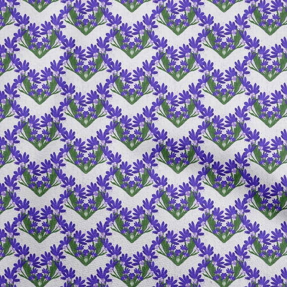 oneOone Polyester Spandex Purple Fabric Floral Craft Projects Decor Fabric Printed By The Yard 56 Inch Wide