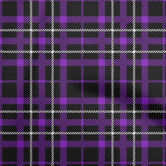 oneOone Polyester Spandex Purple Fabric Tartan Dress Material Fabric Print Fabric By The Yard 56 Inch Wide-6860