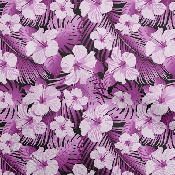 oneOone Polyester Spandex Purple Fabric Tropical Floral Dress Material Fabric Print Fabric By The Yard 56 Inch Wide