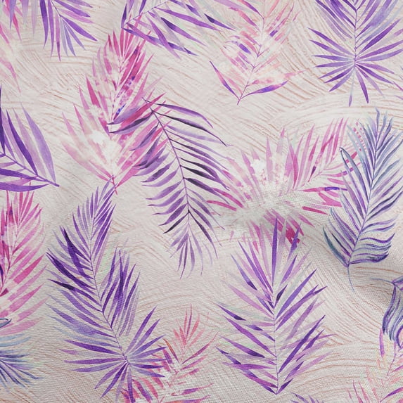 oneOone Polyester Spandex Purple Fabric Tropical Leaf Fabric For Sewing Printed Craft Fabric By The Yard 56 Inch Wide