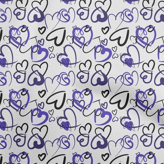 oneOone Polyester Spandex Purple Fabric Valentine Heart Sewing Fabric By The Yard Printed Diy Clothing Sewing Supplies 56 Inch Wide