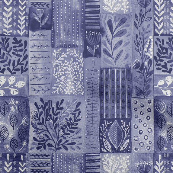 oneOone Polyester Spandex Purplish Blue Fabric Plants Watercolor Mix Leaf Sewing Fabric By The Yard Printed Diy Clothing Sewing Supplies 56 Inch Wide
