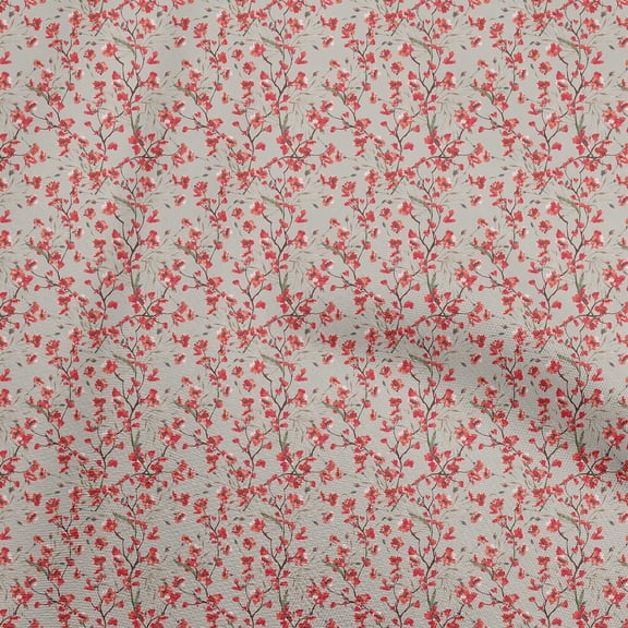 oneOone Polyester Spandex Red Fabric Floral Diy Clothing Quilting Fabric Print Fabric By Yard 56 Inch Wide