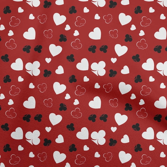 oneOone Polyester Spandex Red Fabric Poker Card Craft Projects Decor Fabric Printed By The Yard 56 Inch Wide
