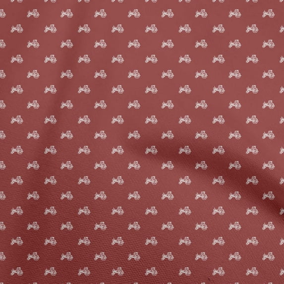 oneOone Polyester Spandex Red Fabric Tractor Sewing Material Print Fabric By The Yard 56 Inch Wide