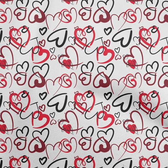oneOone Polyester Spandex Red Fabric Valentine Heart Craft Projects Decor Fabric Printed By The Yard 56 Inch Wide