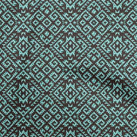 oneOone Polyester Spandex Rust Brown Fabric African Aztech Sewing Material Print Fabric By The Yard 56 Inch Wide