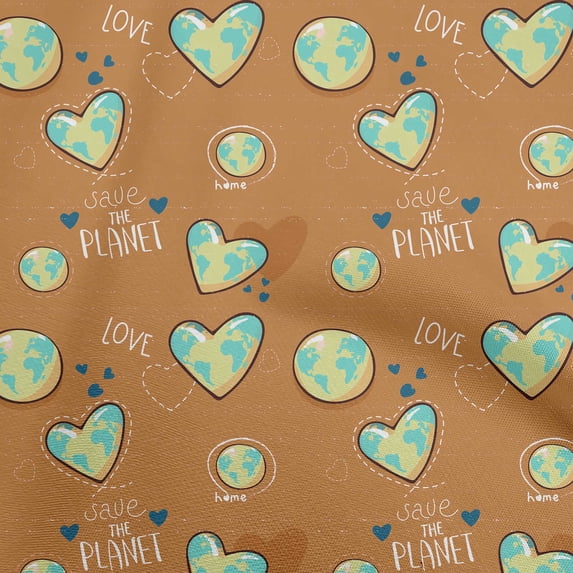 oneOone Polyester Spandex Rust Brown Fabric Save Earth Sewing Craft Projects Fabric Prints By Yard 56 Inch Wide