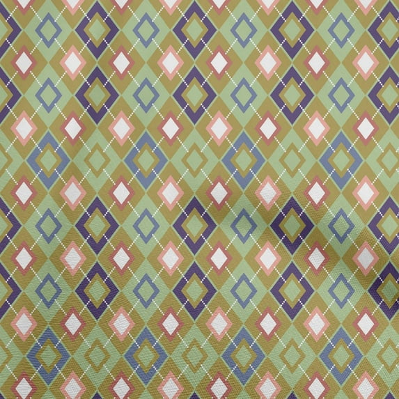 oneOone Polyester Spandex Sea Green Fabric Check Dress Material Fabric Print Fabric By The Yard 56 Inch Wide