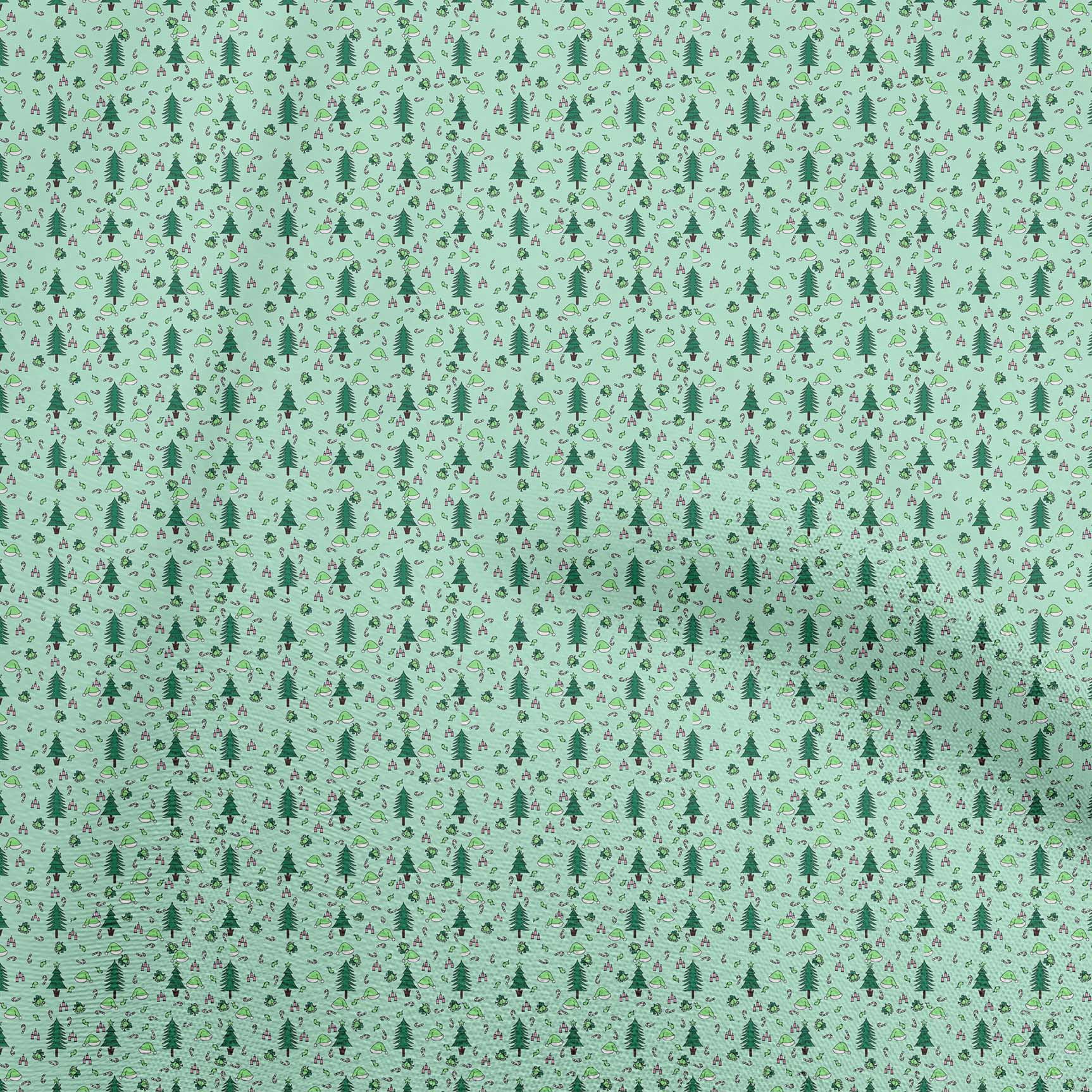 oneOone Polyester Spandex Sea Green Fabric Christmas Sewing Material Print Fabric By The Yard 56 Inch Wide