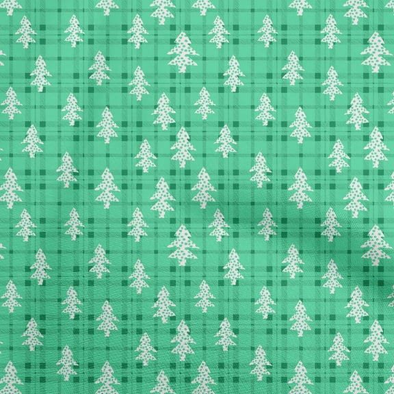 oneOone Polyester Spandex Sea Green Fabric Christmas Tree Diy Clothing Quilting Fabric Print Fabric By Yard 56 Inch Wide