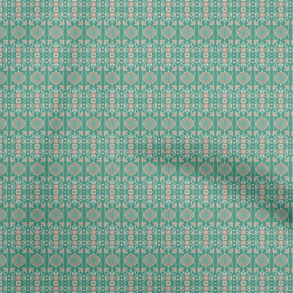 oneOone Polyester Spandex Sea Green Fabric Geometric Diy Clothing Quilting Fabric Print Fabric By Yard 56 Inch Wide