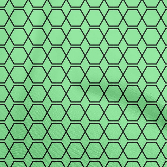 oneOone Polyester Spandex Sea Green Fabric Geometric Shape Craft Projects Decor Fabric Printed By The Yard 56 Inch Wide