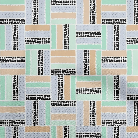 oneOone Polyester Spandex Sea Green Fabric Geometrical Dot Print Diy Clothing Quilting Fabric Print Fabric By Yard 56 Inch Wide