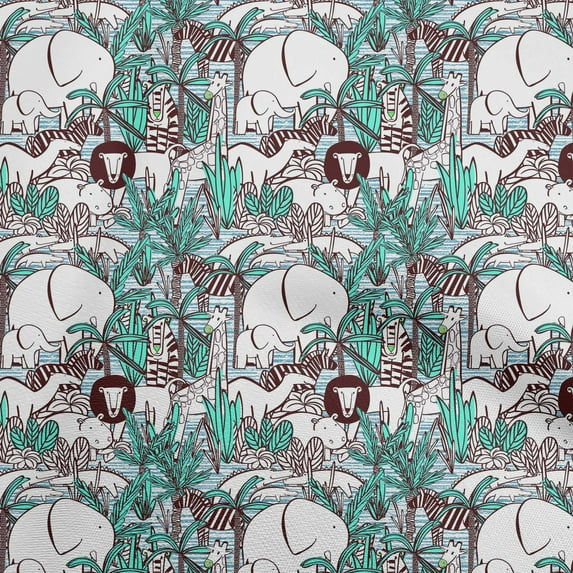 oneOone Polyester Spandex Sea Green Fabric Kids Animal Sewing Fabric By The Yard Printed Diy Clothing Sewing Supplies 56 Inch Wide