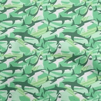 oneOone Polyester Spandex Sea Green Fabric Ocean Shark Sewing Craft Projects Fabric Prints By Yard 56 Inch Wide